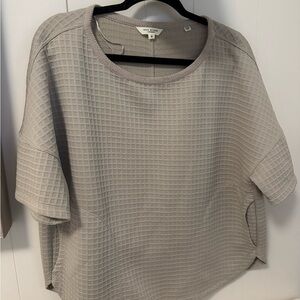 Max Studio Light Gray Textured Short Sleeve Top